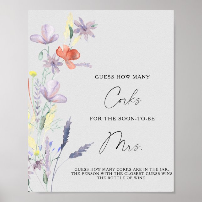 Bröllopsfest Blomstergissning Hur Många Korkar Poster (Framsidan)