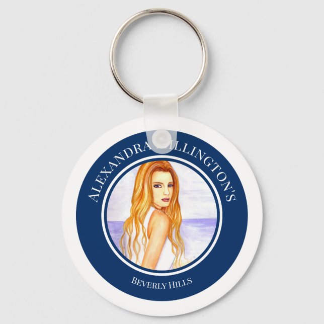 Bröllopsfest Blond Hår Tjej på Strandcirkeln Nyckelring (Framsida)