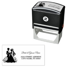 Bröllopsfest Bride Groom Elegant Adress Självfärgande Stämpel