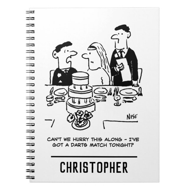 Bröllopsfest Brudgummen har en Dartsmatch Anteckningsbok (Framsidan)