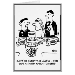 Bröllopsfest Brudgummen har en Dartsmatch Hälsningskort