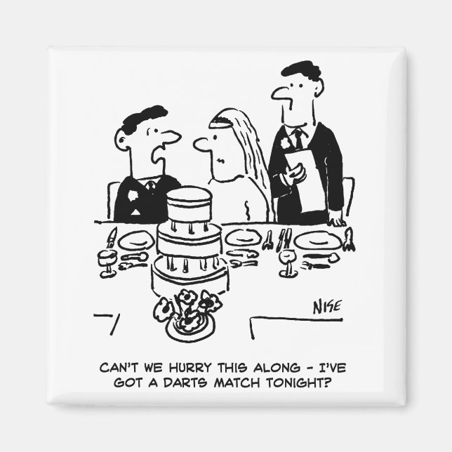 Bröllopsfest Brudgummen har en pilkastningstävling Magnet (Framsidan)