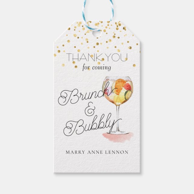 Bröllopsfest brunch och bubbelpresentkort presentetikett (Framsidan)