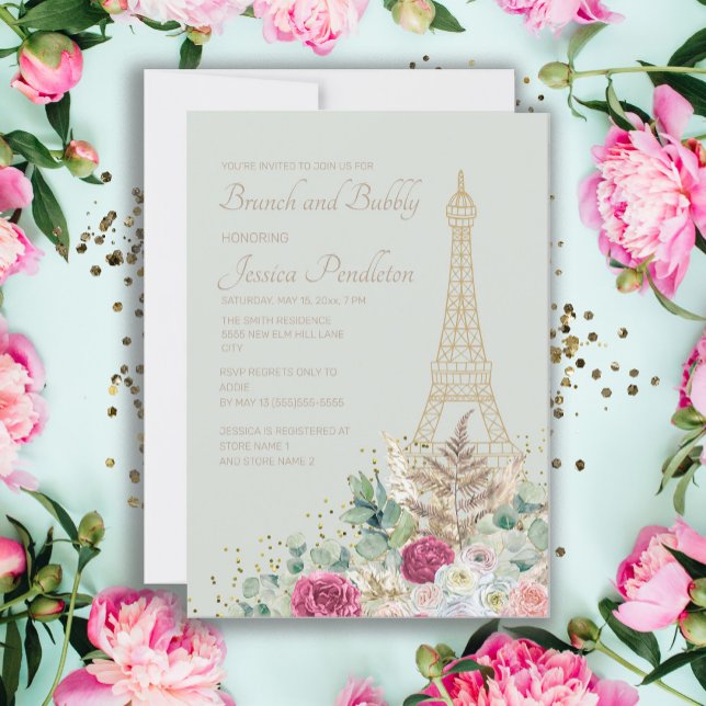 Bröllopsfest brunch Paris Franska Eiffeltornet  Inbjudningar (Skapare uppladdad)