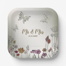 Bröllopsfest Colorful Garden Flowers Butterflies