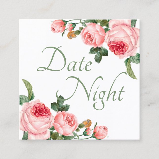 Bröllopsfest Date Night Kort Ljusrosa Ros (Framsida)