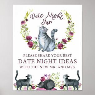 Bröllopsfest Date Night Kruka Katt Tema Skylt
