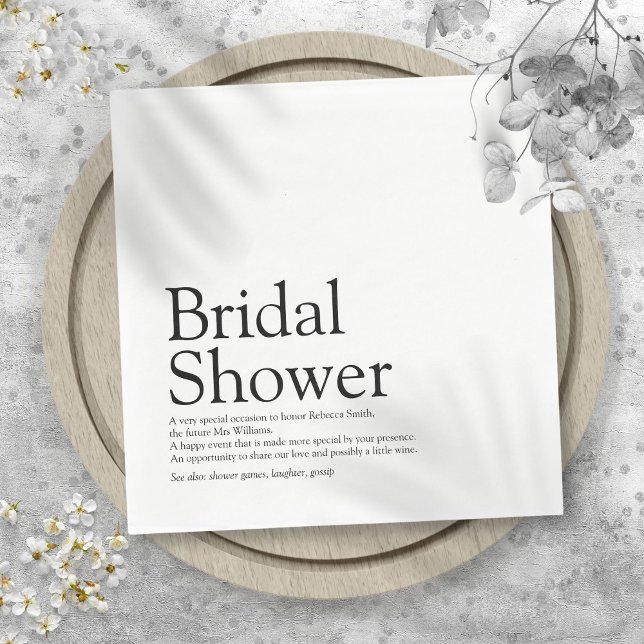 Bröllopsfest Definition Modernt Roligt Pappersservett (Bridal Shower Definition Modern Fun Napkins)