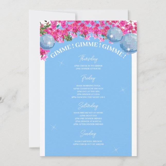 Bröllopsfest Drottning Dejtingsemester Itinerary Inbjudningar (Framsida)