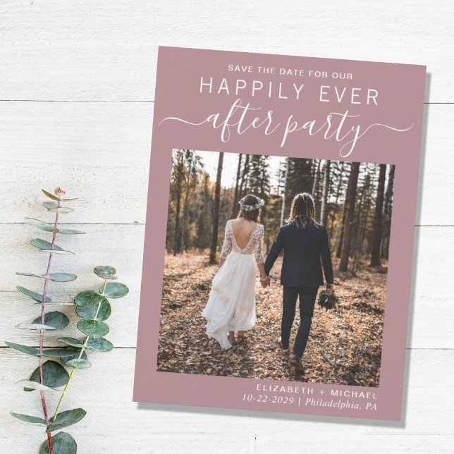 Bröllopsfest Dusty Rose Spara Datum Meddelande Vykort (Skapare uppladdad)