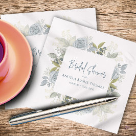 Bröllopsfest Elegant Kalligrafi Blå Blommor Pappersservett