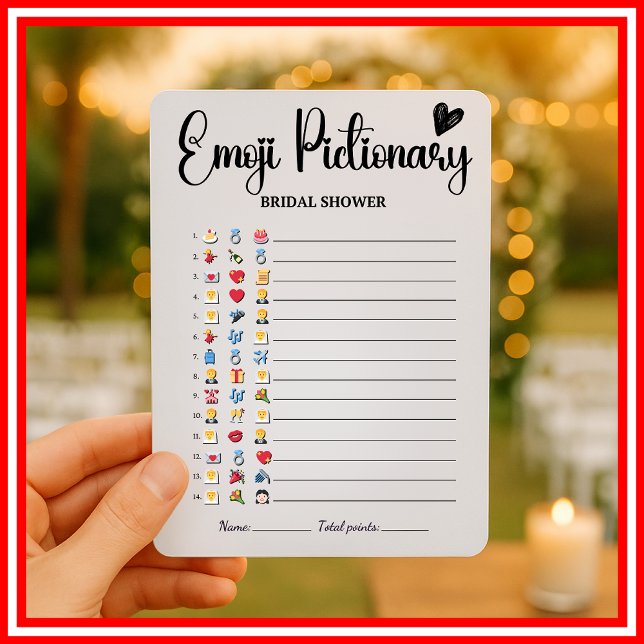 Bröllopsfest Emoji Pictionary Spel Elegant Modern Inbjudningar (Skapare uppladdad)
