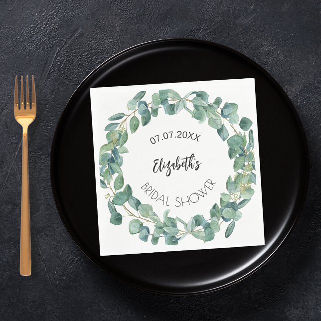 Bröllopsfest eukalyptus grönskande krans pappersservett (Skapare uppladdad)