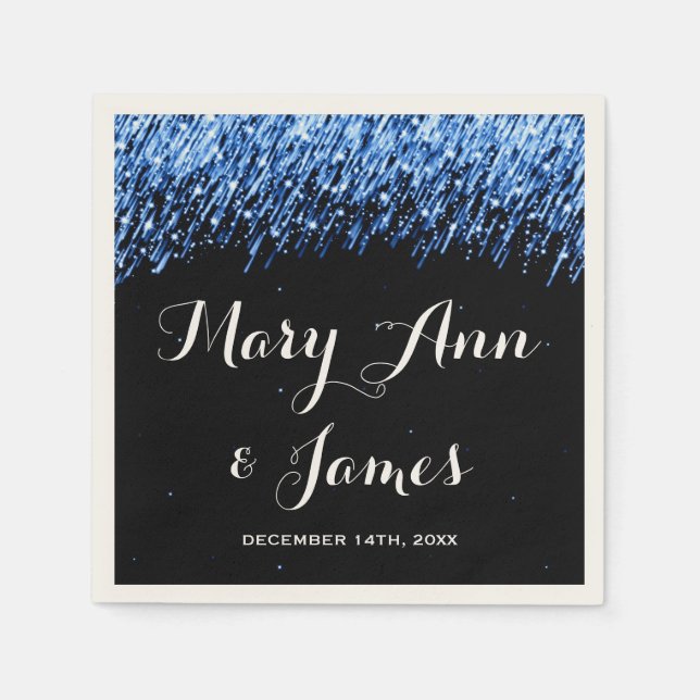 Bröllopsfest Falling Stars "Sapphire Blue" Pappersservett (Framsidan)