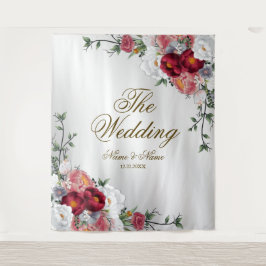 Bröllopsfest Färgrik Röd Vit Blommig Silver