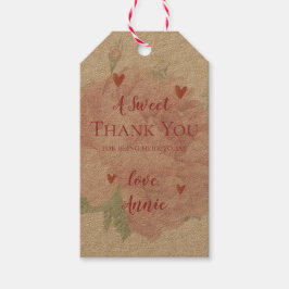 Bröllopsfest Floral Vacker Rosabruden Tack Presentetikett