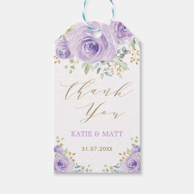 Bröllopsfest för Blommigt för vattenfärgsfärg i li Presentetikett (Framsidan)