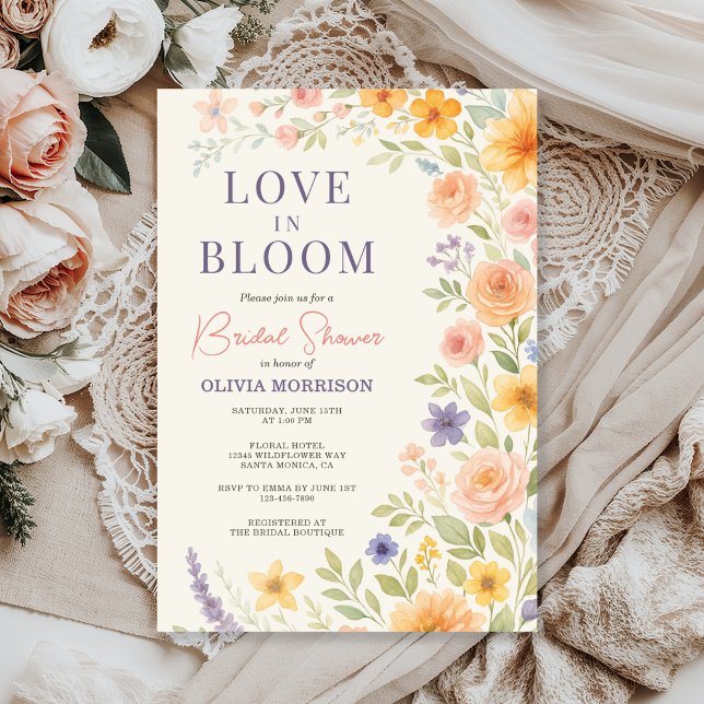 Bröllopsfest för blommor i blom - Love In Bloom Inbjudningar (Skapare uppladdad)