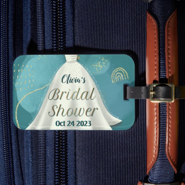 Bröllopsfest för brud Bröllopsklänning Djup Teal G Bagagebricka (Framsida Insitu 4)