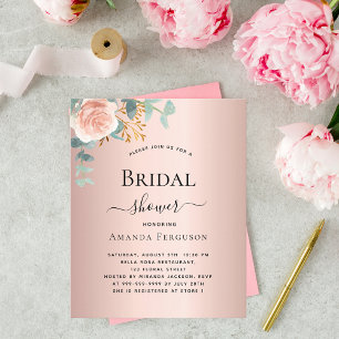 Bröllopsfest för bruden med blommor i roséguld och
