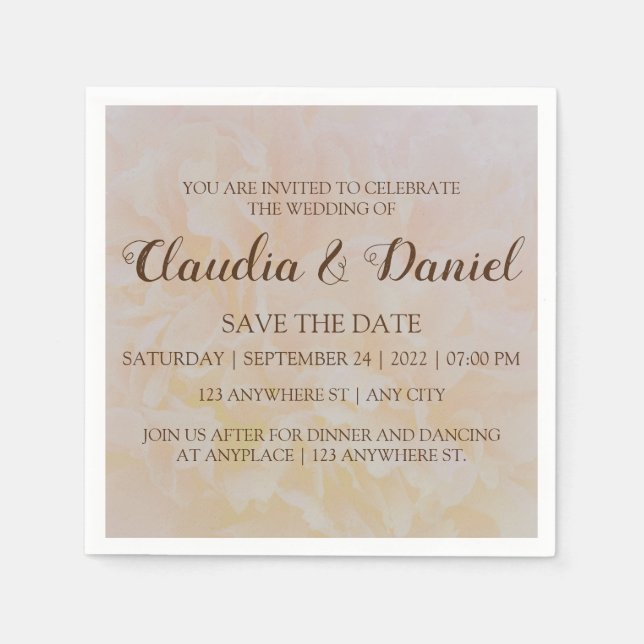 bröllopsfest för elegant, enkel dammig blommigt pappersservett (Framsidan)