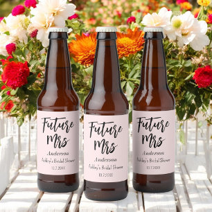 Bröllopsfest för framtida fru i rosa  ölflaska etikett