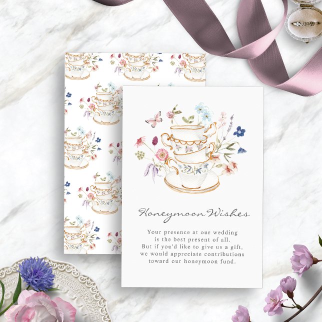 Bröllopsfest För Honeymoon Önskningar Kort (Bridal Shower Tea Honeymoon Wishes Card by Painted Paperie
)