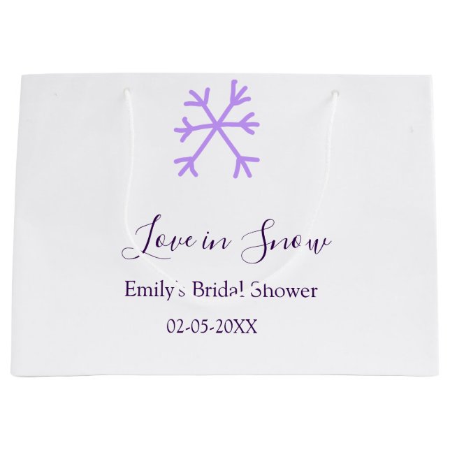 Bröllopsfest för Love in Snow lila snöflingor deka (Framsidan)