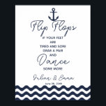 Bröllopsfest för Nautical Flip Flop Poster<br><div class="desc">Bröllopsfesten Vänd flopp för marinflottans sjöfart</div>