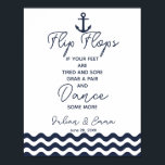 Bröllopsfest för Nautical Flip Flop Poster<br><div class="desc">Bröllopsfesten Vänd flopp för marinflottans sjöfart</div>