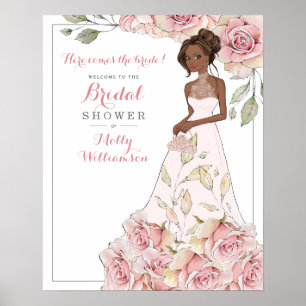 Bröllopsfest för Pink Rose Bride välkomstaffisch Poster
