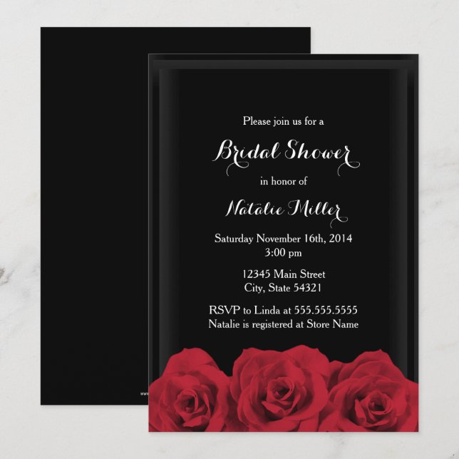 Bröllopsfest för Röd Ros Invitation Inbjudningar (Fram/baksida)