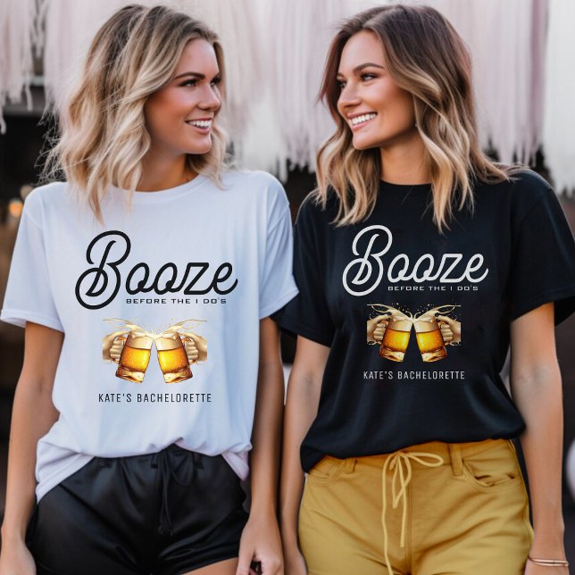 Bröllopsfest för Svärmannen och Brudtärna innan Ja T Shirt (Booze Before I Do's Bachelorette Party T-Shirt
)