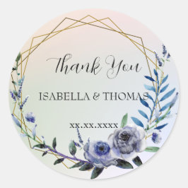 Bröllopsfest för Tack av pastellblommigt för elega Runt Klistermärke