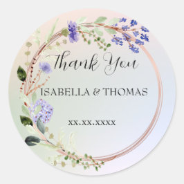 Bröllopsfest för Tack av pastellblommigt för elega Runt Klistermärke