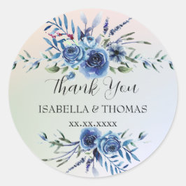Bröllopsfest för Tack av pastellblommigt för elega Runt Klistermärke