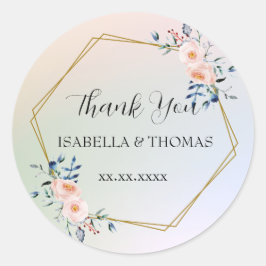 Bröllopsfest för Tack av pastellblommigt för elega Runt Klistermärke
