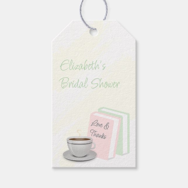 Bröllopsfest för te och böcker presentetikett (Framsidan)