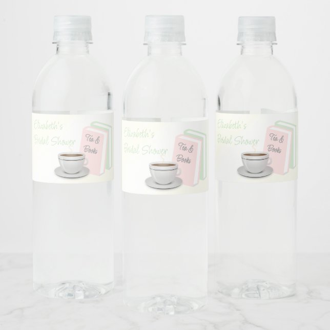 Bröllopsfest för Tea & Books Vattenflaskor Etikett (Flaskor)
