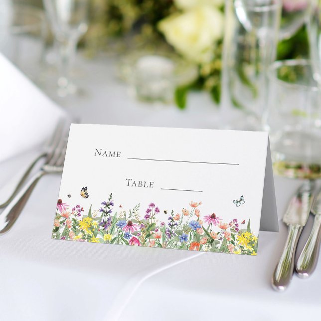 Bröllopsfest för vilda blommor & fjärilar placeringskort (Skapare uppladdad)