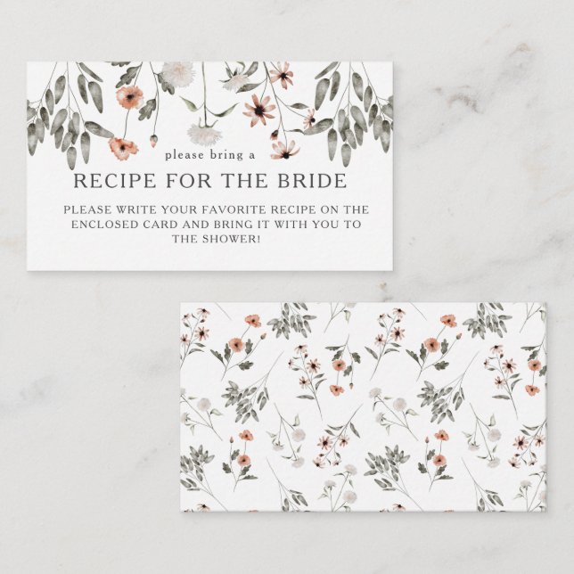 Bröllopsfest för vildblomma receptförfrågan tilläggskort (Fram/baksida)