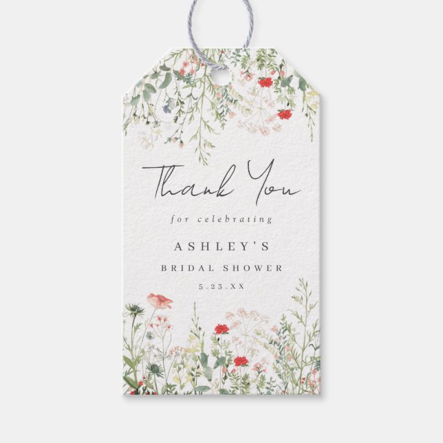 Bröllopsfest för vildblommor presentetikett (Framsidan)