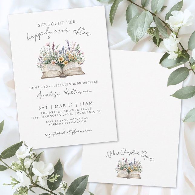 Bröllopsfest för Wildflower Happily Ever After Boo Inbjudningar (Wildflower Happily Ever After Book Bridal Shower Invitation)
