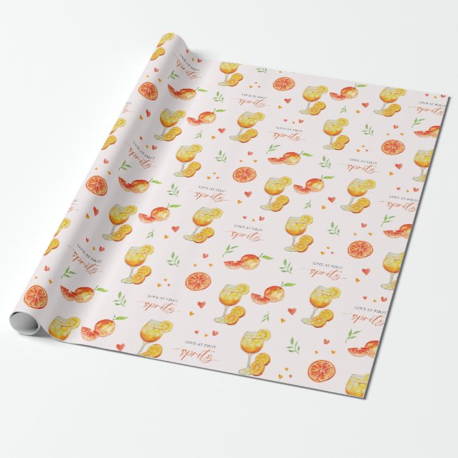 Bröllopsfest Förälskad Vid Första Spritz Citrus Ap Presentpapper (Utrullad)