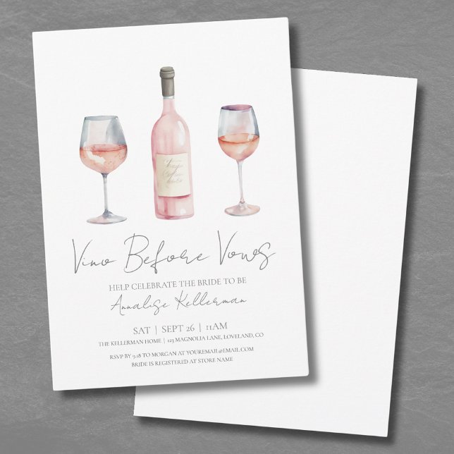 Bröllopsfest före bröllopslöftet inbjudningar (Vino Before Vows Bridal Shower Invitation )