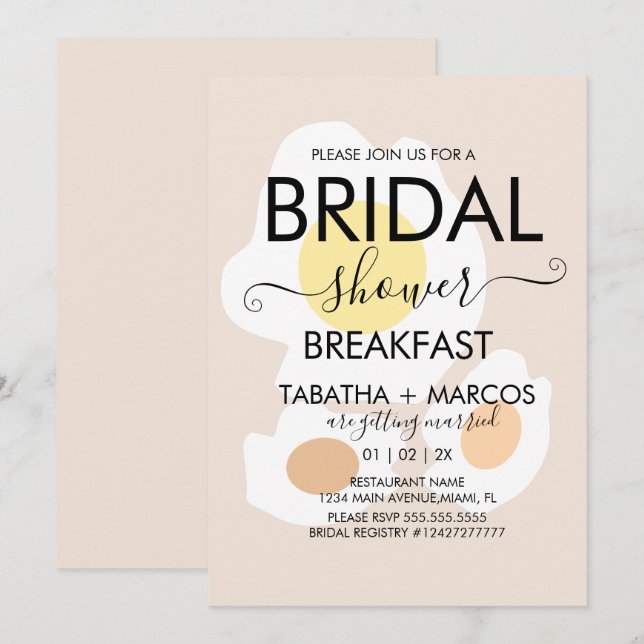 Bröllopsfest Frukost Egg Brunch Inbjudan (Fram/baksida)