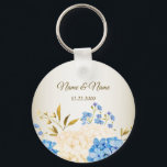 Bröllopsfest Golden Blue Gult Blommigt Rustic Nyckelring<br><div class="desc">Bröllopsfest Golden Blue Gult Blommigt Rustic keychain. Unik,  vacker utformning av snyggten. Lätt att vara personlig. Teckensnittet stil,  storlekt och färg kan ändras. Matchande objekt är tillgängliga.</div>