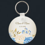 Bröllopsfest Golden Blue Gult Blommigt Rustic Nyckelring<br><div class="desc">Bröllopsfest Golden Blue Gult Blommigt Rustic keychain. Unik,  vacker utformning av snyggten. Lätt att vara personlig. Teckensnittet stil,  storlekt och färg kan ändras. Matchande objekt är tillgängliga.</div>