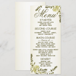 Bröllopsfest Golden Grönt Gult Modern middag Meny