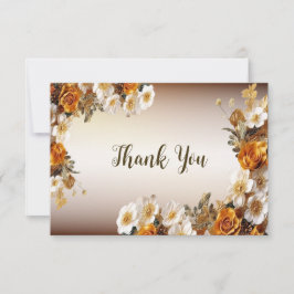 Bröllopsfest Golden Orange White Flowers Rustic Tack Kort